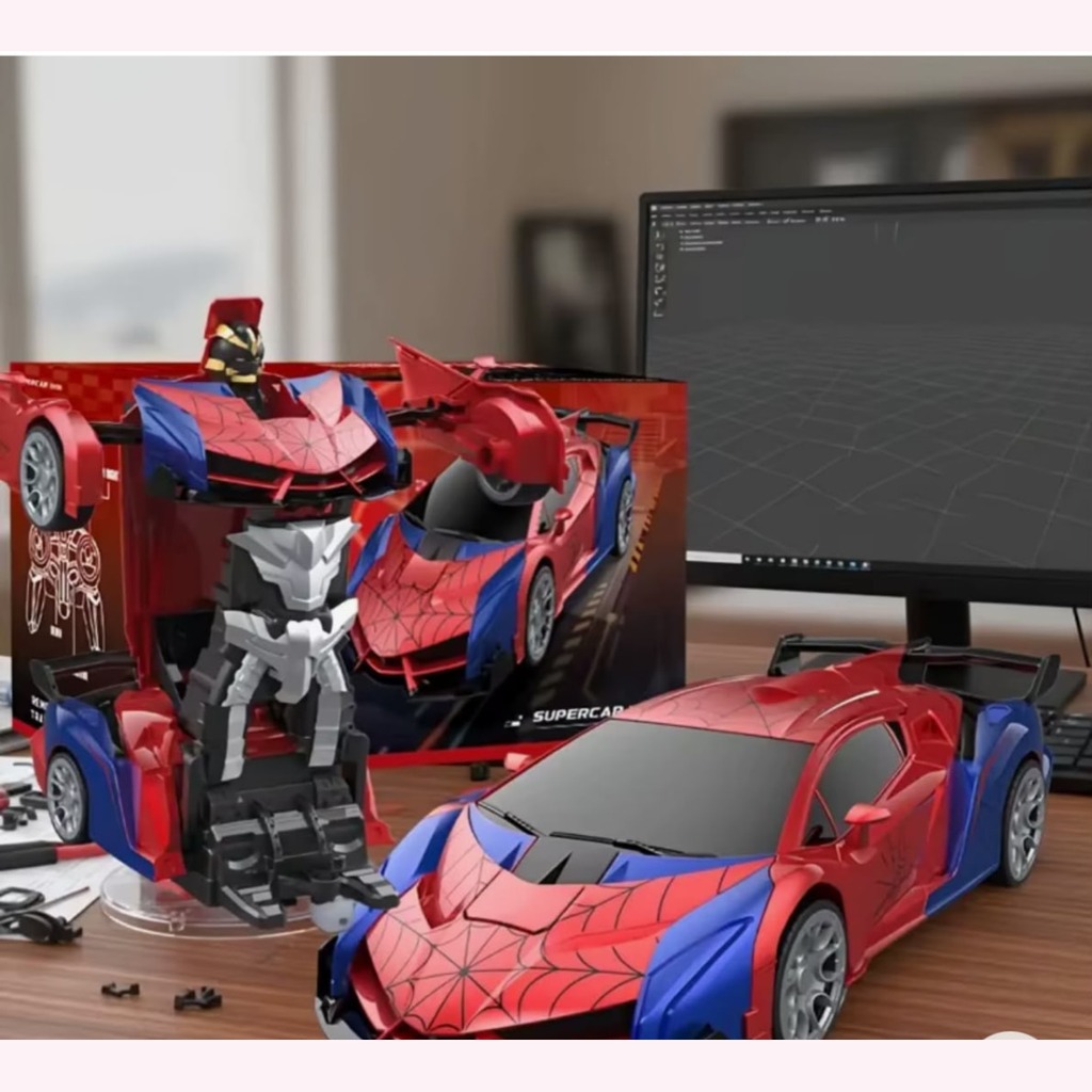 MESIONDY Escala 1:18 Carro RC Um Botão Transformador 360 Spin LED Luzes 2,4 GHz USB Recarregável para 8-12 Anos