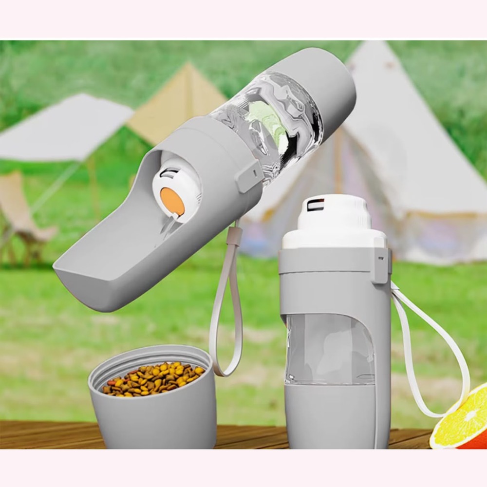 Garrafa de Água Portátil para Cães e Gatos com Compartimento para Armazenar Ração e Água para Filhotes, Animais de Estimação, Comedouro para Viagens ao Ar Livre, Suprimentos para Animais de Estimação