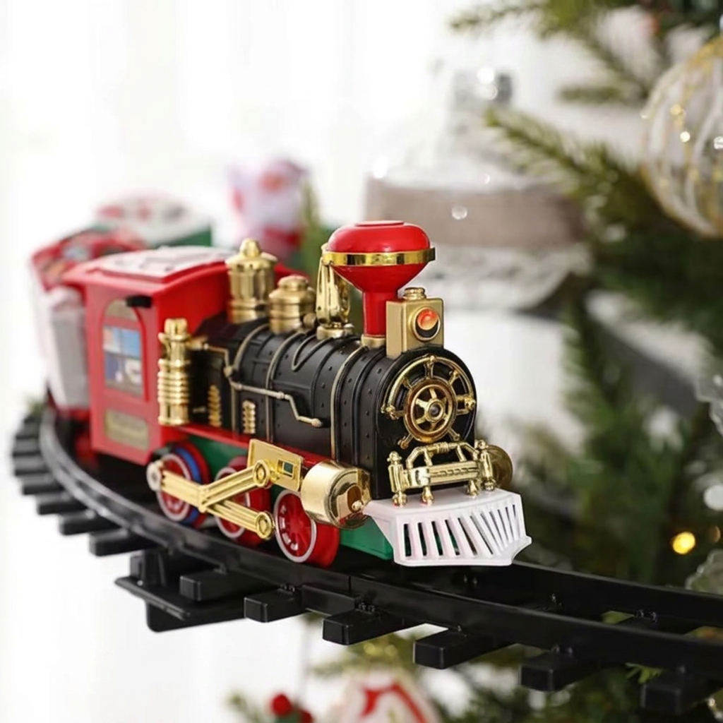 Conjunto de Trem Elétrico de Natal com Luzes e Música