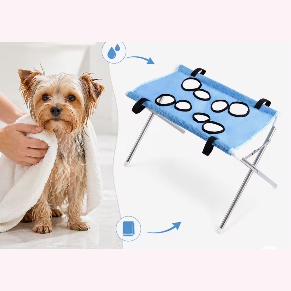 Suporte Dobrável para Banho de Animais de Estimação, Mesa de Secagem para Cães e Gatos, Rede Respirável para Banho